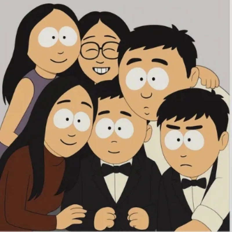 Retro cartoon style AI photo booth print made at a Sydney party